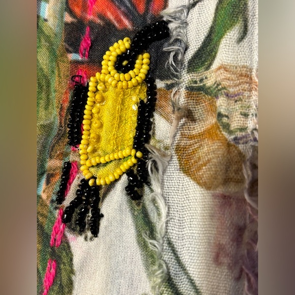 Chico's Striped Embellished Button-up Top Embroidered Beaded Butterfly Size 16 - Picture 7 of 13